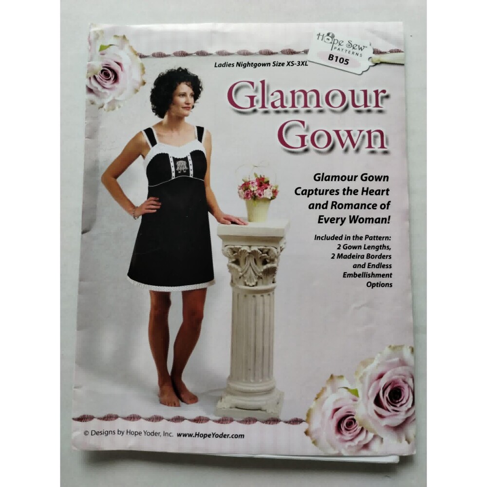 Glamour Ladies Night Gown Sewing Pattern in Two Lengths, Sizes XS-3XL